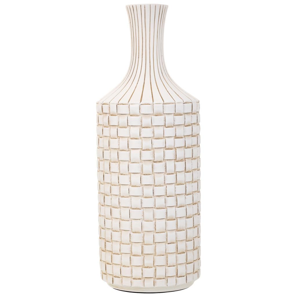 WANDERLUST DECO Jarrón de poliresina Blanco 14,5x14,5x39,5