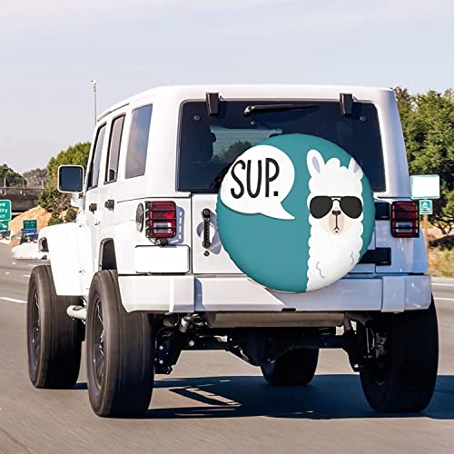 Image of Funny Llama Spare Tire Cover Dust-Proof Wheel Tire Cover Fit Trailer, RV, SUV and Many Vehicle 17 Inch