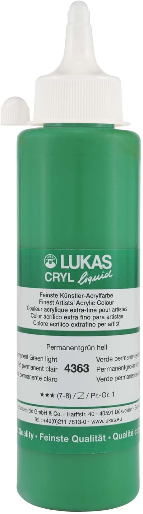 Cryl Liquid Acrylic 250 ml Bottle - Permanent Green Light