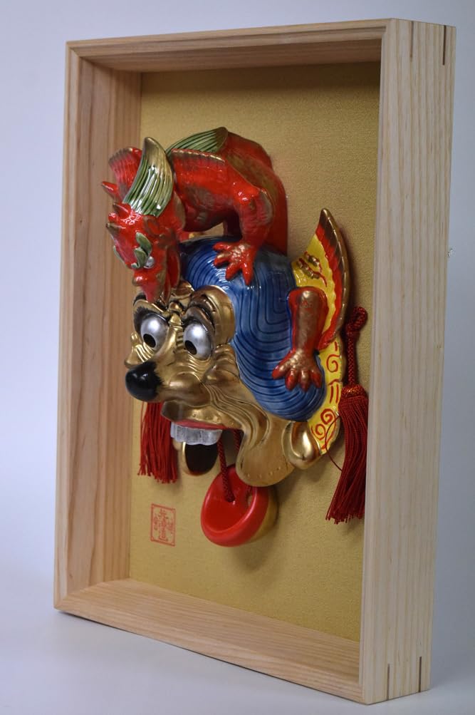 Amazon.co.jp: 小竹美術真作保証□神宮舞楽「蘭陵王」陶製舞楽面額装品