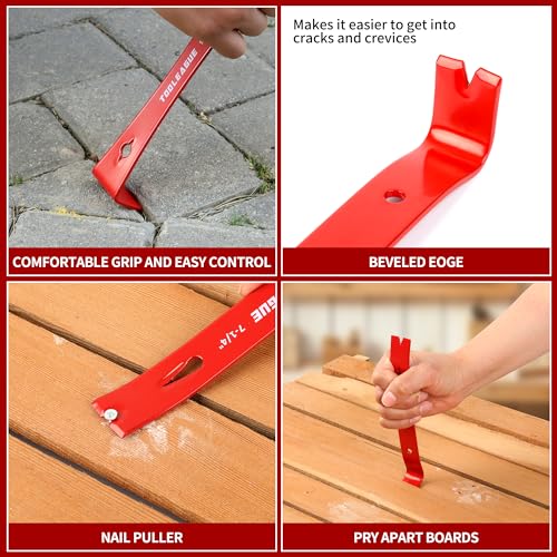 Image of TOOLEAGUE 3Pcs Mini Flat Pry Bar Set, Bee Hive Tool | 5-1 /4 inch,7-1 /4 inchSmall CrowBar,9-1 /4 inch Beekeeper Scraper with Nail Puller,Woodworking Tools
