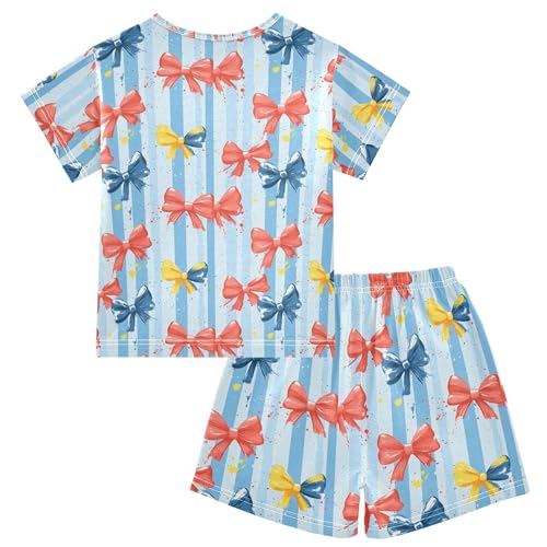 Colorful Bows Pajama Set Pajamas Sleepwear Nightwear Loungewear Clothes Set B04049052