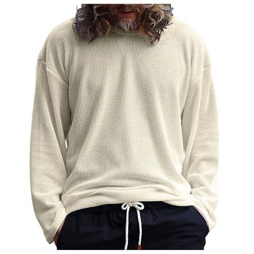 Mens Crewneck Sweaters Winter Thermal Pullover Sweater Long Sleeve Knitted Sweaters Fashion Textured Knit Sweater