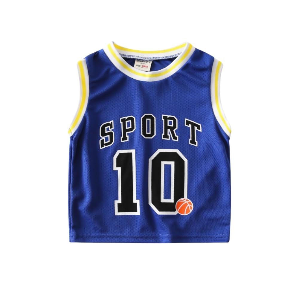 Meufam Toddler Kid Sports Sleeveless Tank Top Letters Basketball Performance Jersey Shirt Summer Clothes for Infants (Blue,100/2-3 Y,Unisex,Big Kid,US,Age,2 Years,3 Years)