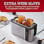 Elite Gourmet ECT-3100 Long Slot 4 Slice Toaster, Reheat, 6 Toast Settings, Defrost, Cancel Functions, Built-in Warming Rack, Extra Wide Slots for Bagels & Waffles, Stainless Steel & Black - Image 4