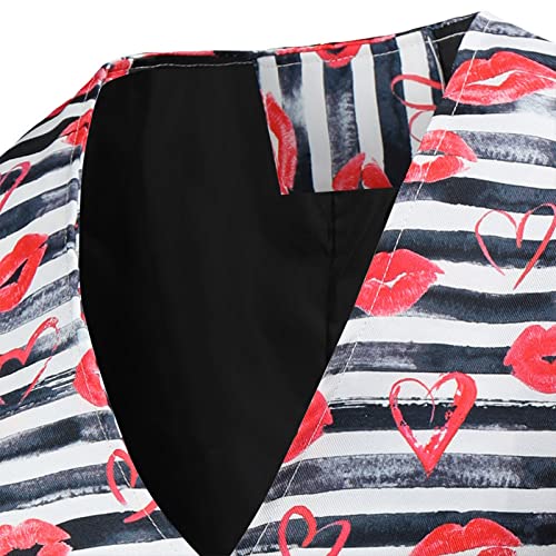 Beuu Valentine's Day Waistcoats For Mens, Love Heart Print Sleeveless Single-Breasted Suits Party Business Casual Vest Sports Suits Workout Gym Fitness Slim Fit Muscle Exercise Active Tracksuits #TOP2