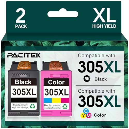 305 305XL Compatible para Tinta HP 305 XL Multipack para HP DeskJet 2820e 2822e 2723e 2722e 2722 Envy 6030e 6022 6020e 6020 Envy Plus 6430e 6430 6432e 6432 305XL Negro y Color (2 Pack)