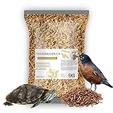 Gusanos de la Harina Secos 5 KG - Tenebrios Deshidratados Premium 32L - Comida para Tortugas, Peces, Hamster, Gallinas, Pájaros, Roedores | +50% Proteína