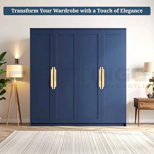 Image of Goldcrest 20cm Handle for Wardrobe & Cabinet /Cupboard Handle /Wardrobe Handle /160mm Hole to Hole (PVD Gold) Pack of 1 - Right Side Handle-| 3 Years Warranty |