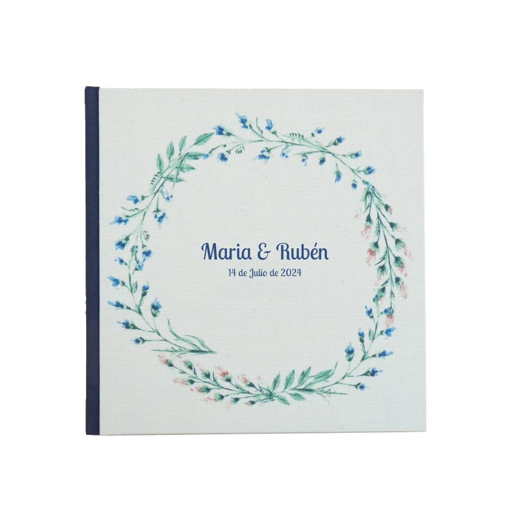 Album de fotos y firmas personalizado | Portada + 1ª página | Boda Libro de Comunión Visitas | 80 páginas 40 hojas Tapa dura | Hojas de papel o cartulina para pegar y escribir | Artesanal