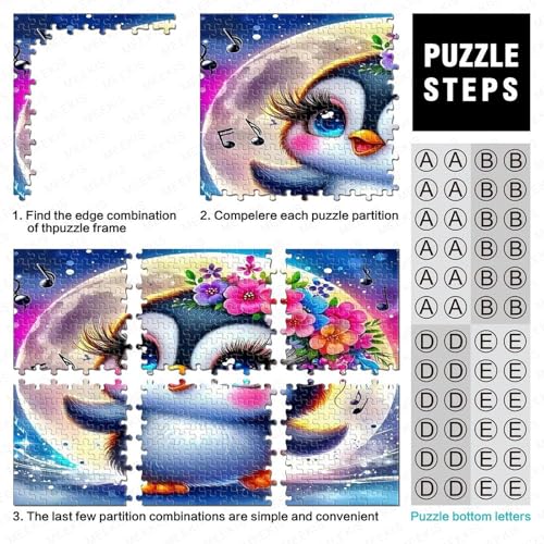 Puzzle de 1000 piezas de pingüino adorable con encaje preciso de 52x38cm 4