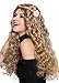 Produktbild WIG ME UP - 91298-ZA7 Perücke Damen Herren Karneval Halloween Blumenkind Hippie 60er 70er lang Hell Braun wellig Mittelscheitel Stirnband Blume