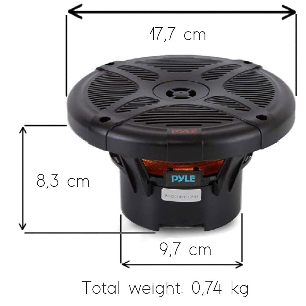 Kit Set para Pyle PLMRBT65B, 2 Altavoces Marinos coaxiales 2 vías con Bluetooth, 16,5 cm 6,5", 300 vatios RMS, 600 vatios máx., 4 ohmios, Resistentes Agua, Pareja + Cables y Tornillos gratuitos
