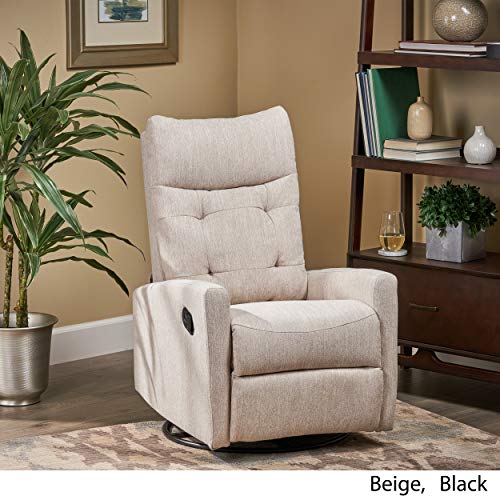 Christopher Knight Home Ishtar Glider Swivel Push Back Nursery Recliner, Beige, Black #TOP2
