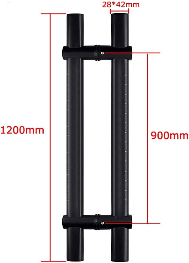 Heavy Duty Black Stainless Steel Commercial Tempered Glass Door Push-Pull Handle/Sliding Barn Door Handle-Adjustable Hole Spacing,3 Lengths, 1200×900mm