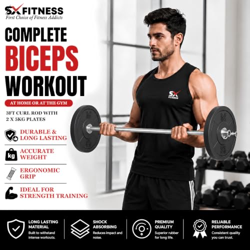 Image of Home Gym Combo, Home Gym Set, Gym Equipment Set, PVC (8-24Kg),Fitness Set, with 3ft Curl Rod + Pair of Dumbbell Rods, Home Gym Kit with Accessories (20)