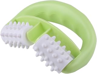 minkissy Plastic Dual-Wheel Mitt Roller Massager for Deep Tissue Relief Body Massage Tool Bumpy Texture for Home Use and Muscle Recovery Random Color