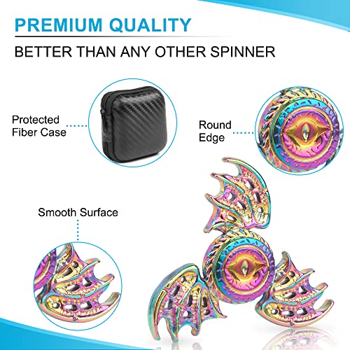 Dragon Fidget Spinner Toys for Kids Adults, Phoenix Fidgit Spinner Desk Toy Metal, Stress Relief Toys Spin Fidgets Hand Finger Spinners Toy Focus Fidgeting Tri Spinner Novelty Gift Prize with Case - Thumbnail 3