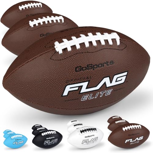 GoSports Elite Youth Flag Football - 3 Pack, Size 8 - Brown
