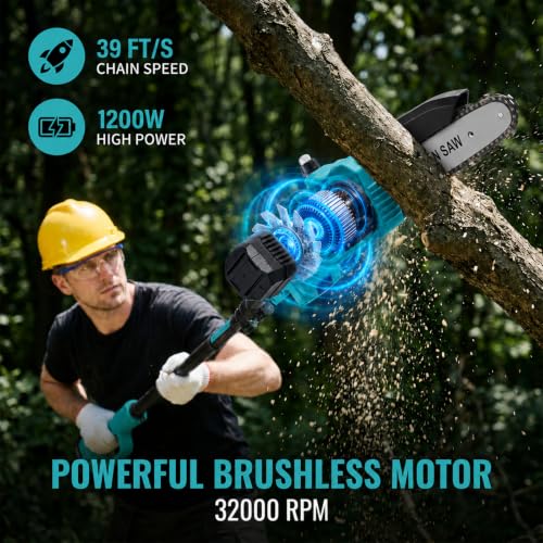 Image of TNELTUEB 4-In-1 Cordless Pole Saw & Mini Chainsaw, 1000W Brushless Motor