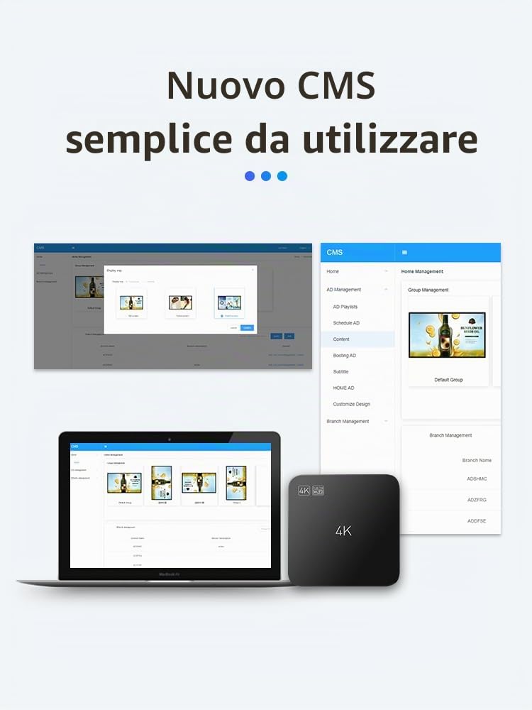 Digital Signage Player 4K Display pubblicitario USB Autoplay Video Player senza abbonamento CMS