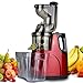 Produktbild Linnuo Entsafter Slow Juicer Saftpresse elektrisch - Ruhiger Motor Höhere Saftausbeute - Orangenpresse elektrische - 75mm große Einfüllöffnung - Entsafter Gemüse und Obst - BPA frei - Rot Schwarz