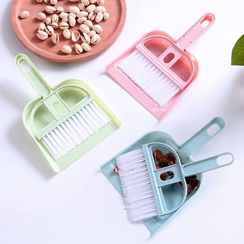 Wolpin 1 Set Mini Broom with Dustpan Mini Dustpan and Brush Set, Hand Broom Cleaning Tool for Table, Desk, Car Kitchen & Animal Waste Dusting
