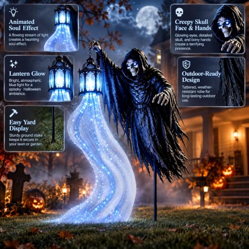Halloween Soul Harvester Animated Solar Powered Garden Light Decor (1 Pc) - image 3