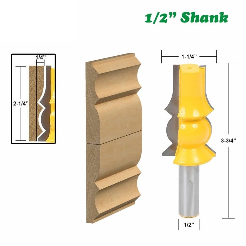 3 brocas de 12 mm y 1/2" for moldura de corona, fresa de corte for carpintería, espiga for herramientas de madera MC03115(12.7mm shank)