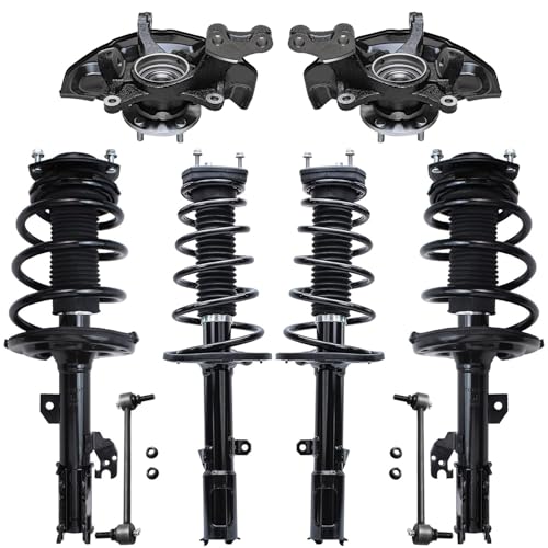 Image of Detroit Axle - Front 8pc Suspension Kit for 06-11 Toyota Avalon, Steering Knuckles & Wheel Bearing Hubs Sway Bars Front and Rear Struts with Coil Spring 2006 2007 2008 2009 2010 2011 Replacement