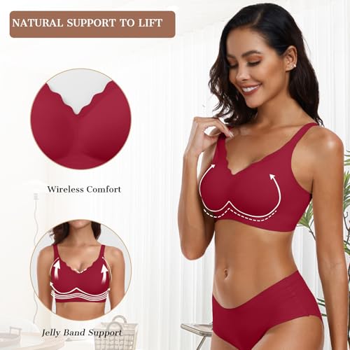 Image of OEAK Womens Wireless Jelly Bras Push Up Bralette Full Coverage No Underwire Bra Comfortable Everyday Seamless Tshirt Bras