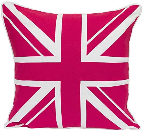 Union Jack Cushion Cover 100% Cotton Vintage Style British Flag, Square Cushion Cover For Home Décor Sofa, & Couch Pillow with Free Hollow Fibre Cushion Pad in 18x18with Piped Edge (Black & Grey)