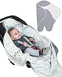 PurFlo Cosy Wrap Travel Blanket | Luxury Cotton Lining & Soft Fleece Outer | Breathable Car Seat & Pram Star Blanket | Safer Alternative to a Loose Baby Car Seat Blanket | 0-9 Months | Scandi Spot