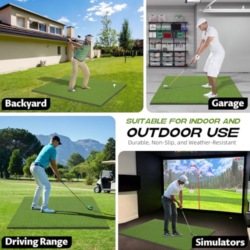 Image of Bltend Golf Mat: 5x4ft & 5x5ft Heavy-Duty Golf Hitting Mats Practice Outdoor /Indoor, Elite Dense Artificial Turf Matt Training Aid for Backyard /Garage /Driving Range /Simulators