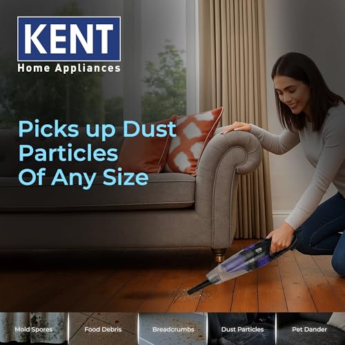 Image of KENT Duster Vacuum Cleaner 600 W with HEPA Filter and Cyclone 5 Technology | Bagless Design | High Suction Power >16 Kpa | Ideal for Curtain,Carpet,Sofa and Car | Purple & Black