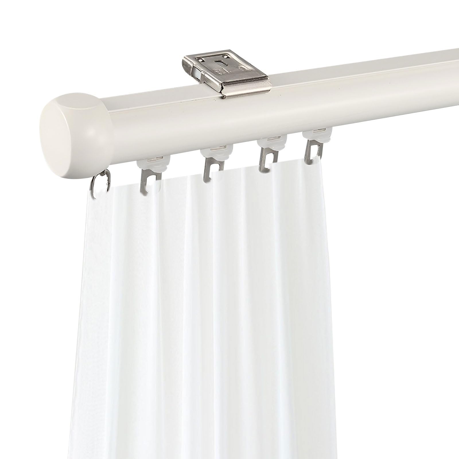 Wytrzymały aluminiowy system karnisza do zasłon sufitowych, 70–630 cm, odporna na rdzę, do dzielenia pokoju i dekoracji okien, grubość ściany 1,50 mm, biała, 170 cm (2 x 85 cm)