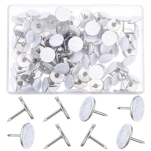 Jxiwfvl 100 PCS Reflective Tacks Trail Markers 0.4 High Visibility Tacks Bright Eyes Trail Markers Glow Mark Thumb Tack with Box for Hunting Hiking Camping Tree Stand Marking