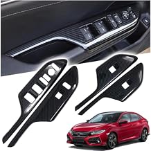ATAIRSOFT Window Control Switch Button Cover Door Lock Switch Trim Window Switch Panel Cover for Honda Civic 10th Gen 2016 2017 2018 2019 2020 2021 Interior Accessories Carbon Fiber Pattern