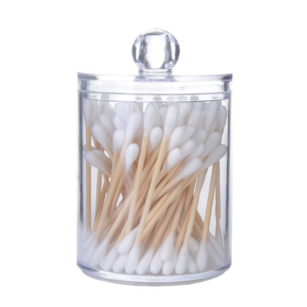 4PCS Qtip Dispenser Apothecary Jars Bathroom with Lids - Organizer Qtip Holder Storage Canister Clear Plastic Acrylic Jar for Cotton Ball,Cotton Swab,Q-Tips,Cotton Rounds