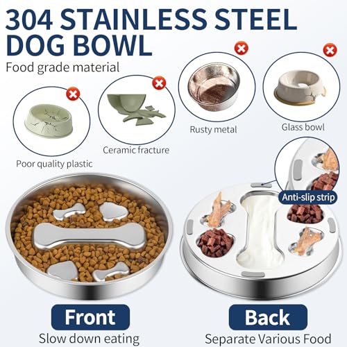 Antischlingnapf Hunde, 22cm Anti Schling Napf Hund 304 Edelstahl Hundenapf Slow Feeder Schlingnapf Hunde Hundenapf Anti Schling Antischlingnapf Katze für Katzen