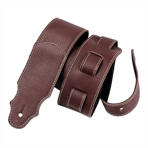 YIKOKO Guitar Strap, 2.5' Wide Soft Head Layer Cowhide Leather Guitar Straps with Foam Padding, for...