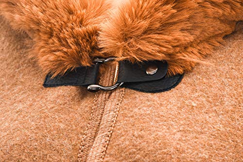 Image of ZLYC Women Winter Fashion Faux Fur Trim Layers Hooded Cardigan Warm Cape Sweater Cloak