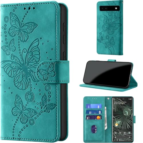 for Google Pixel 6A Wallet Case Flip Turquoise