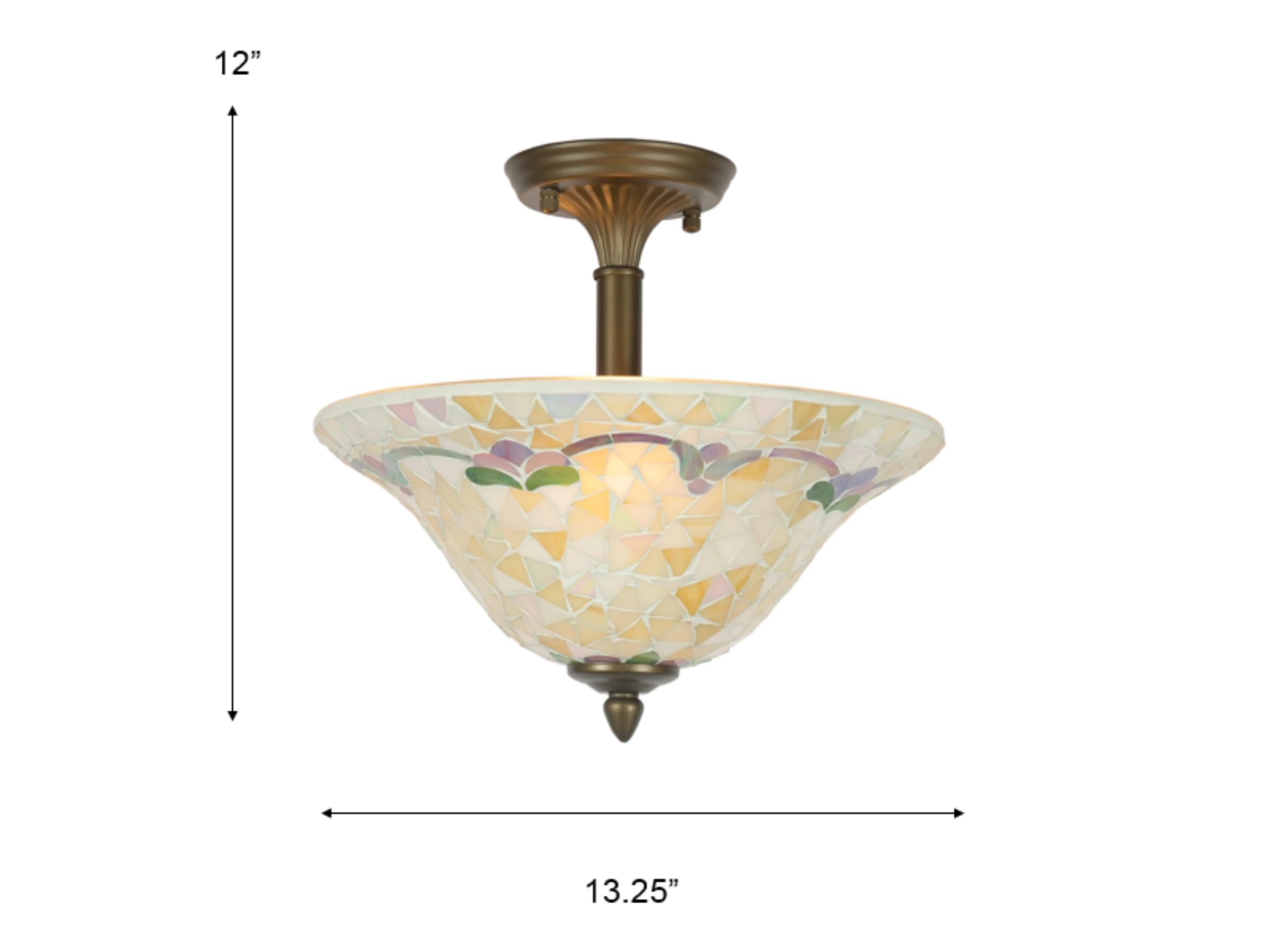 Dale Tiffany TM100553 Art Glass Three Light Flush Mount from Johanna Collection in Brass-Antique Finish, 13.25 inches