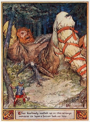 Impression sur toile premium Thor et le monstre étrange par Charles Edmund Brock 60x90cm