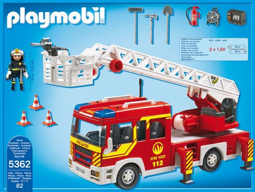 PLAYMOBIL 5362 Feuerwehr-Leiterfahrzeug mit Licht und Sound – Bild 3
