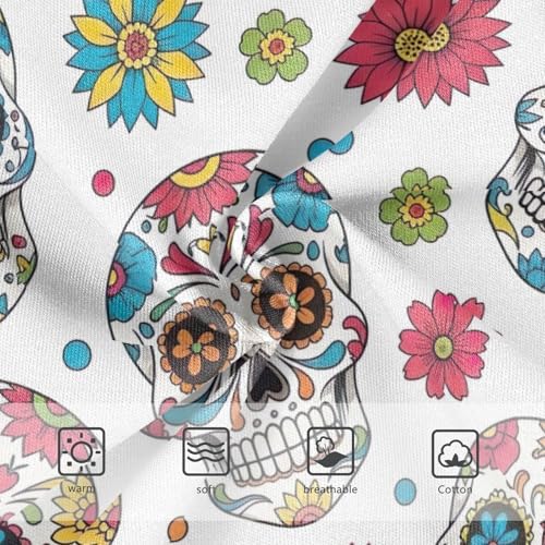 Kids Underwear Girls, Colorful Skulls Floral Toddler Panties, Cotton Underwear for Girls, 2T–8 Years3