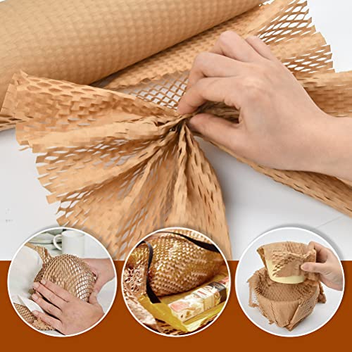 BATINO 30cm x 30m Wabenpapier Verpackungspapier Wabenpapierrolle Braunes Verpackungspapier Verpackungsmaterial Packpapier für umzug Versand fragil Artikel, Öko Kraftpapier Wabenpapier Rolle