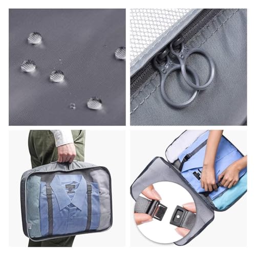 Image of Travel Organizer 7 in 1 Travel Laundry Cosmetics Luggage Packing Organizers Set Makeup Bags Organizer Packing Cubes with Shoe Bag for travel, Nylon (Grey)