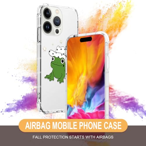 CARLOCA Compatible with iPhone 13 Pro Case for Girl,Clear with Cowboy Hat Frog Pattern Design Plastic Shockproof TPU Bumper Protective Case for iPhone 13 Pro - image 2
